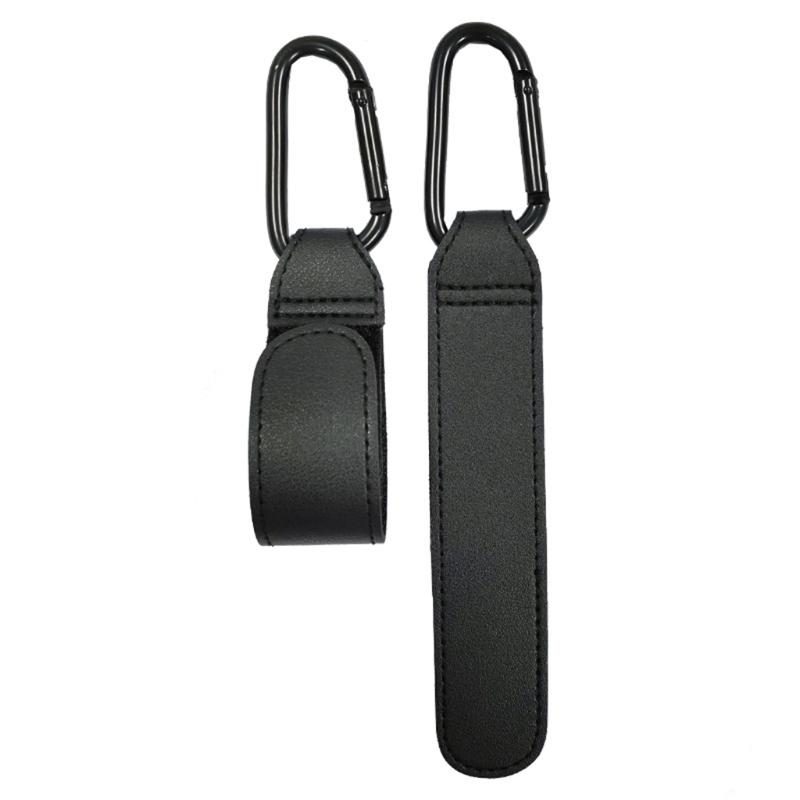 Convenient Baby Stroller Hooks Clips Stroller Accessories Aluminum Alloy Carabiner for Hanging Diaper Bags PU Leather