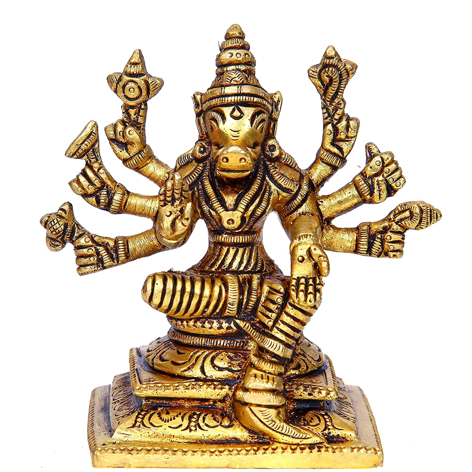 Pure Brass Varagi Amman 8 Handed Idol, Religious Statue Gold, Size - 2.5 Inch