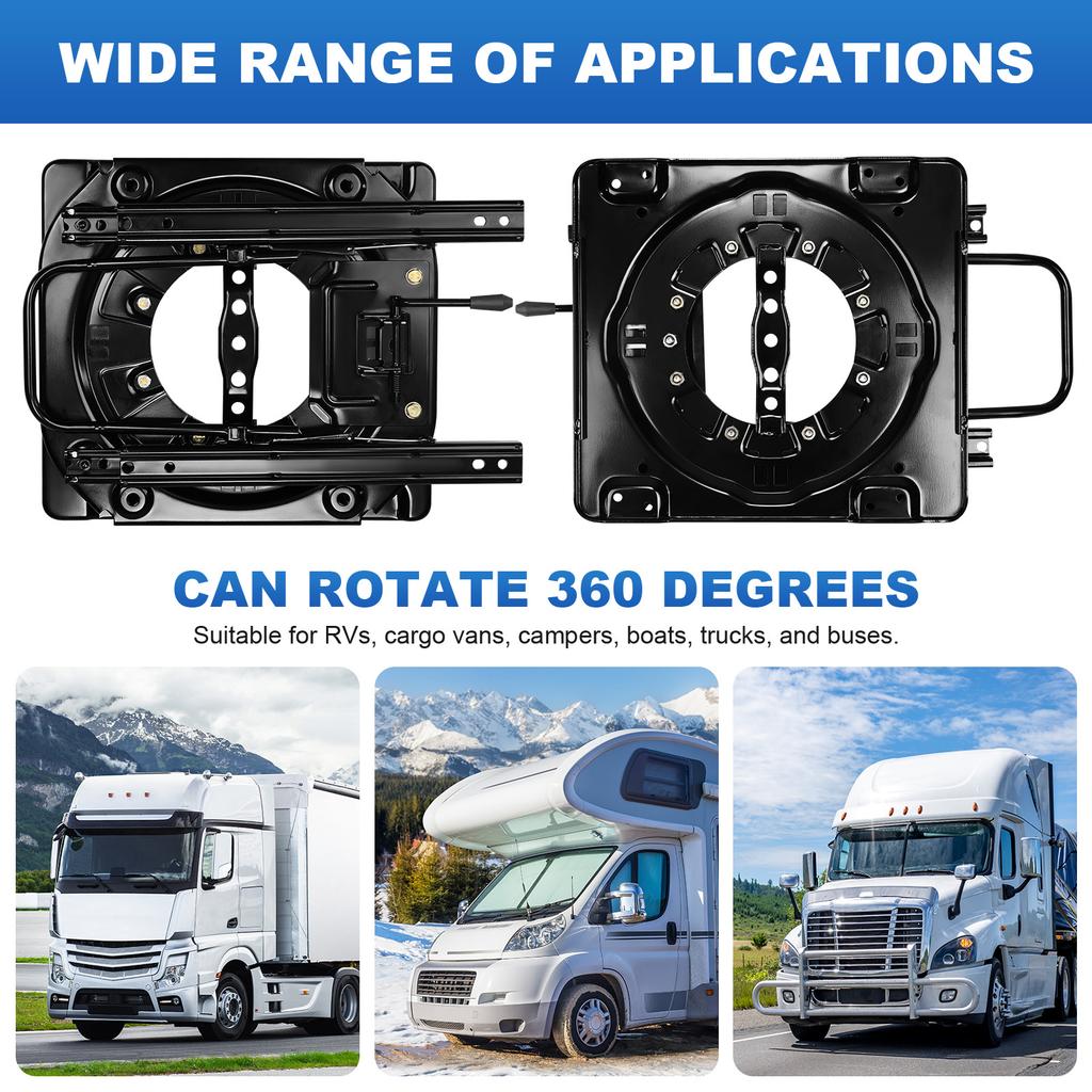 3mm Steel Plate Heavy Duty Seat Swivel Base 360 Degree Rotatable Rotating Seat Base W/ Slider for RV Van Camper Boat Truck & Bus