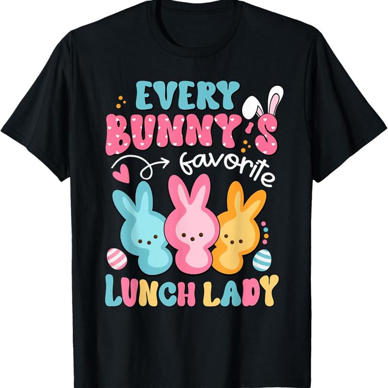Funny Lunch Lady Easter Happy Day Cafeteria Bunny T Shirt