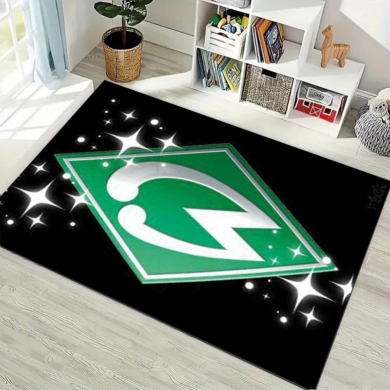 SV Werder Bremen Vereinslogo Teppich, Rutschfeste Schwarze Bodenmatte für Wohnzimmer Spielzimmer Fußballfan Heimdekoration