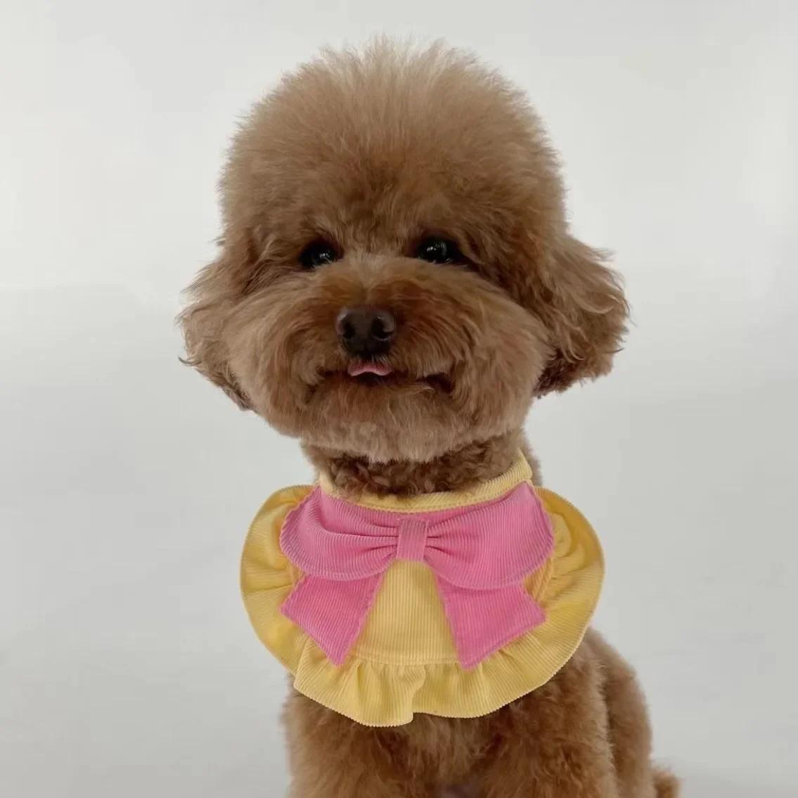 

Милые украшения для собак INS Puppy, милый бант, нагрудник для домашних животных, карман для слюней, полотенце для чихуахуа, йоркширский платок, принадлежности для собак S жёлтый