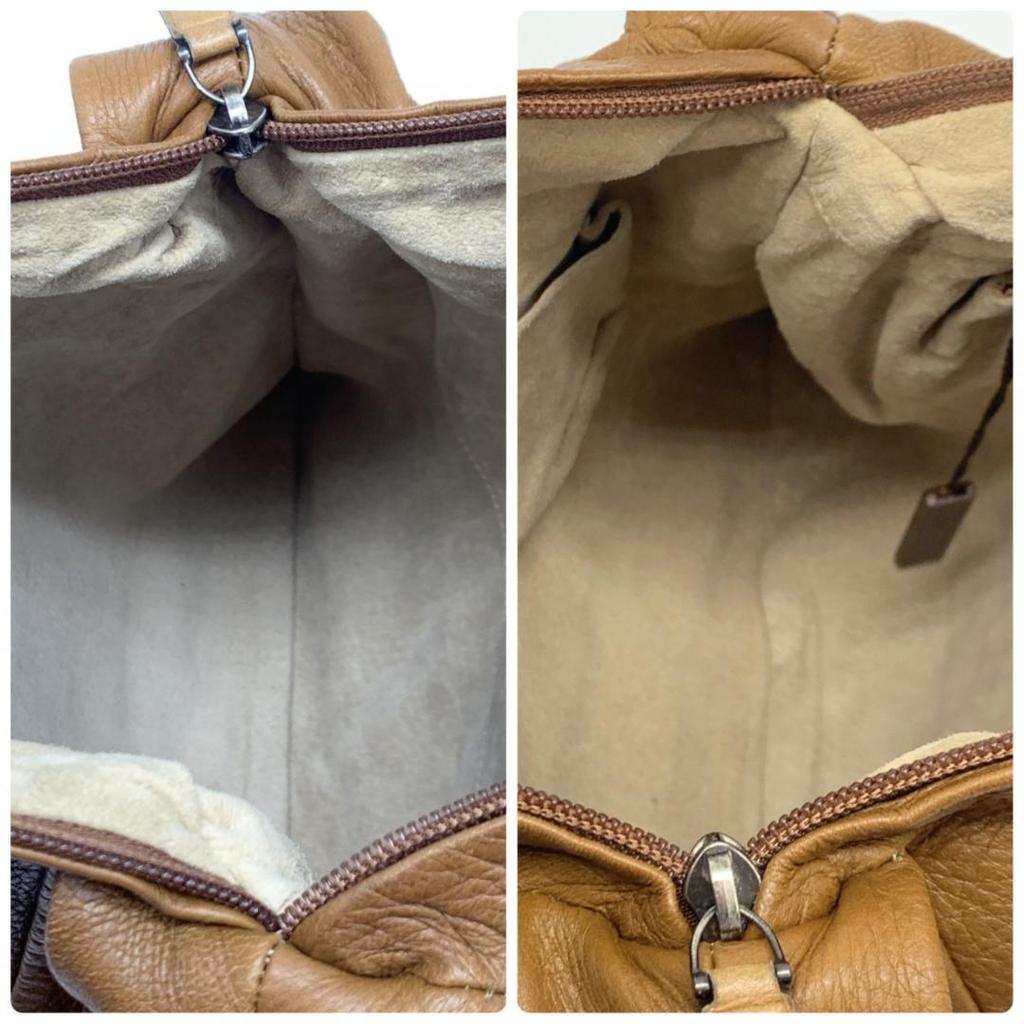 BOTTEGA VENETA Vintage Semi Shoulder Bag Single Strap Nappa Leather Brown Camel A4 Size Compatible