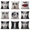 Unique Linen Vintage Piero Fornasetti Face Throw Pillow Case With Artistic Face Illustration