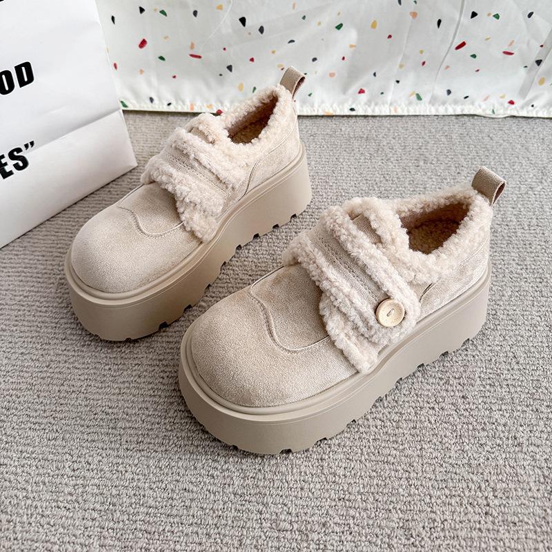 Retro Small Man Heightened Thick-soled Snow Cotton Shoes Women's Winter New Warm Outer Wear Plush Shoes