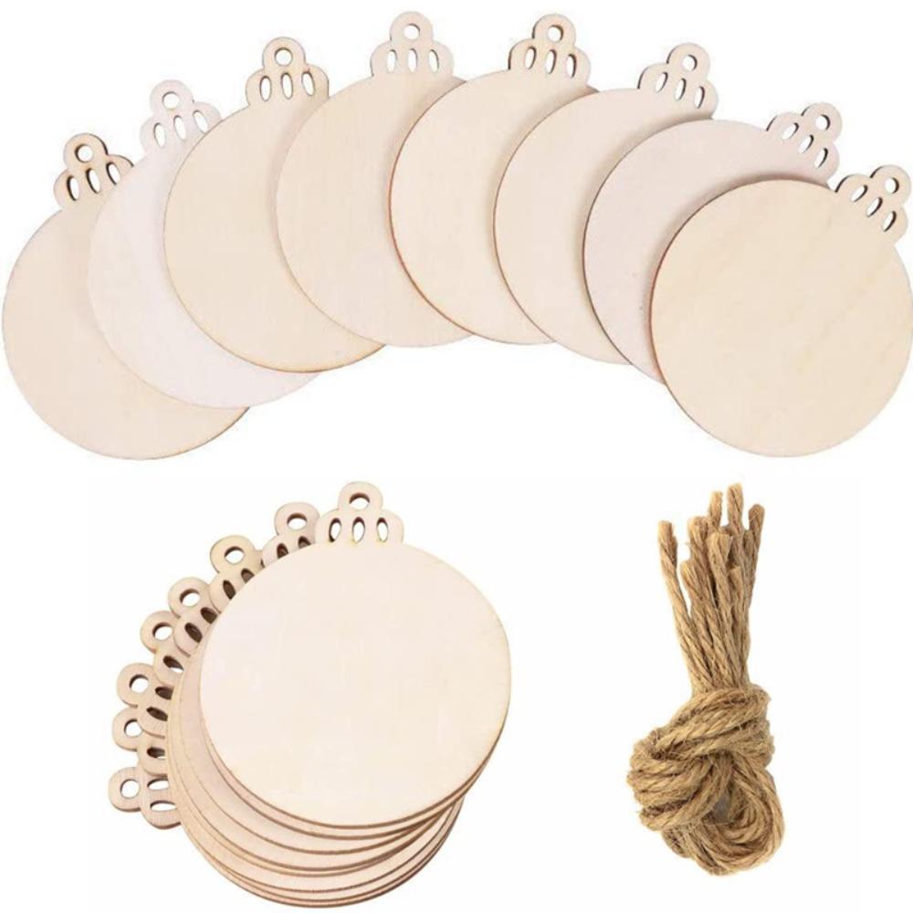 10Pcs Merry Christmas Wooden Round Baubles Tags Christmas Balls Decorati Creativity DIY Craft Ornaments Christmas New Year Decor