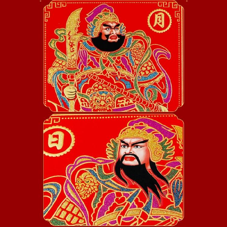 Decorative Flannel Door God for Spring Festival Easy Application and Removal Great for Traditional Culture Lover