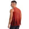 Herren Westliche Cowboy Weste Kunstleder Quasten Design Nieten Fransen Weste Offen Vorne Ärmellose Jacke