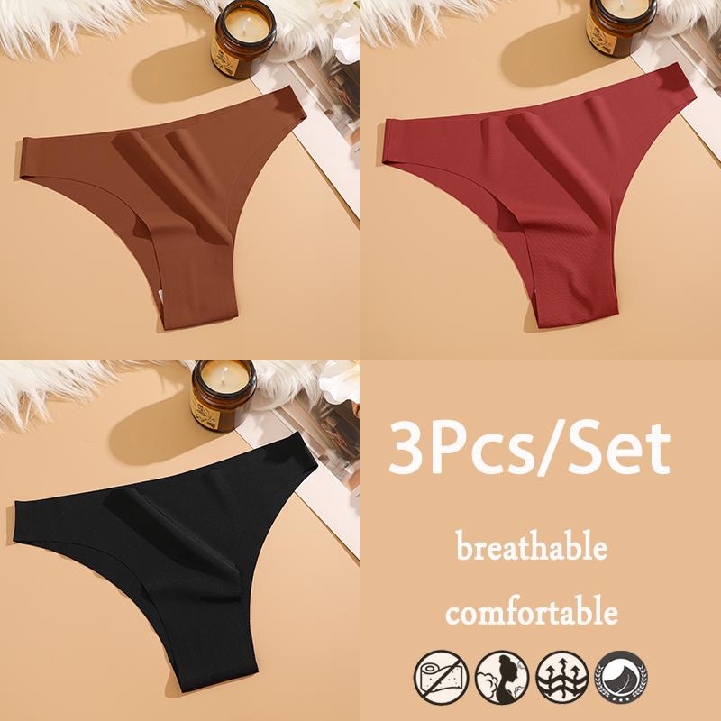 

FINETOO 3 шт./компл. бесшовное нижнее белье из ледяного шелка с низкой талией бразильские трусы дышащее высокоэластичное нижнее белье трусики XL&3pcs