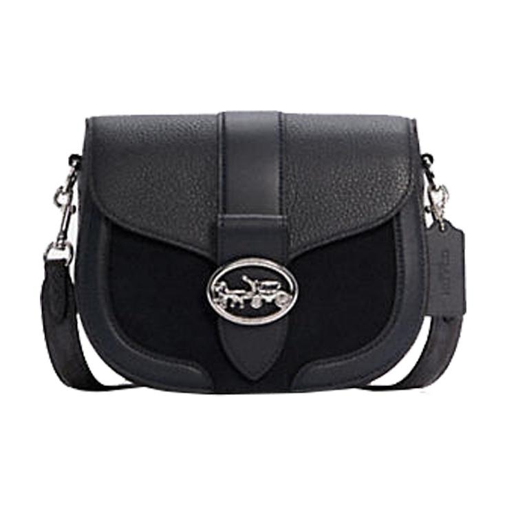 

Coach Georgie 21 Litchi Grain Horse And Carriage Logo Buckle Leather Underarm Saddle Crossbody Bag Small Women bags Black C6432-SVF23 Basic Set (Bag+Dust Bag)