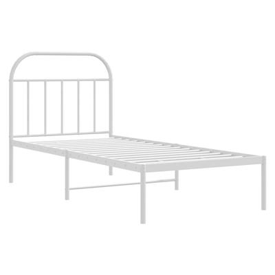 Metal Bed Frame with Headboard White 90x190 Cm