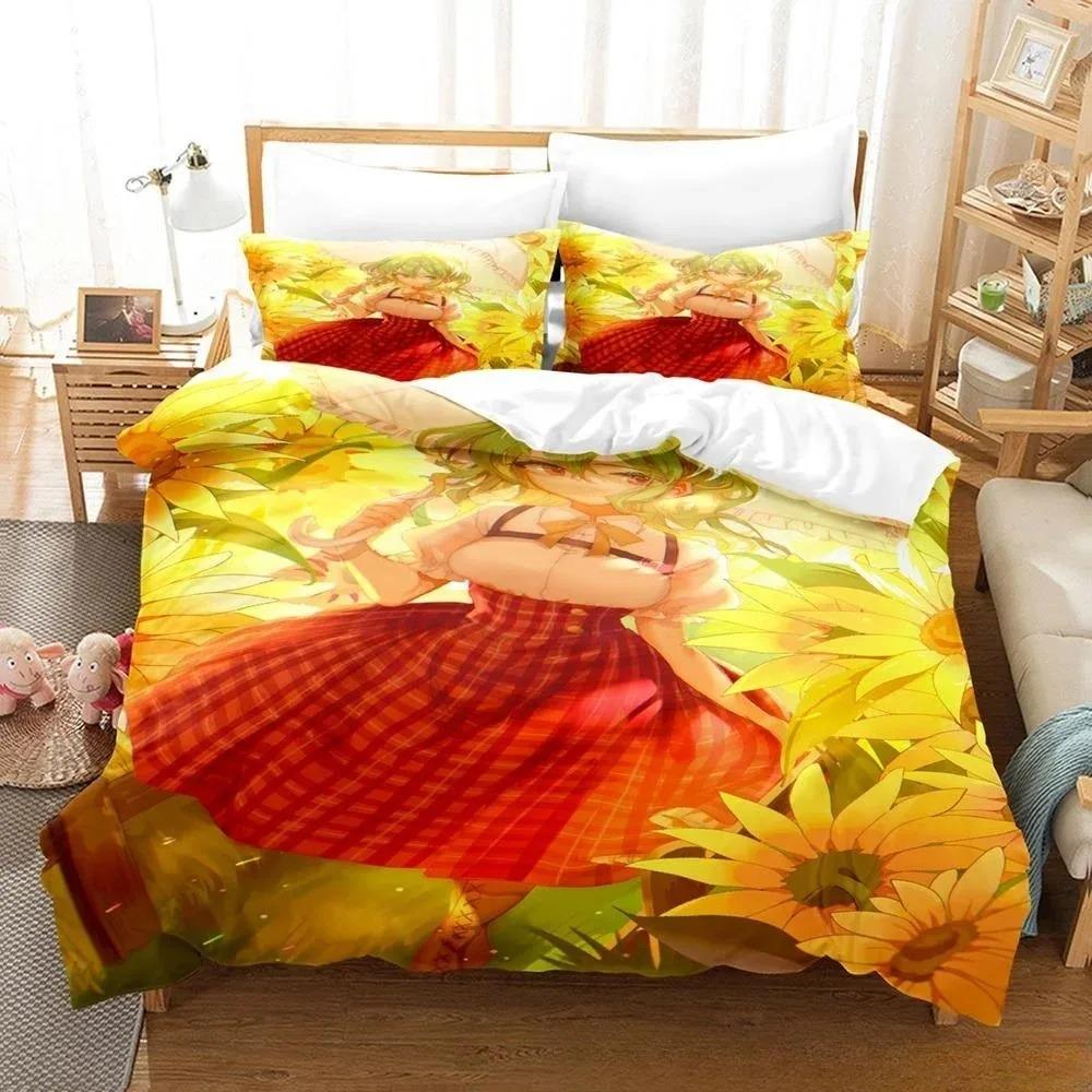 3D Druck Anime Kawaii Mädchen Yuuka Kazami Bettwäsche Set Einzelbett Twin Full Queen King Size Bettset Erwachsene Kind Schlafzimmer Bettbezug Sets