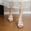 Retro mid-heeled sandals for women's summer new British style with one-word buckle thick heel stepping on shit open-toed Roman shoes for women