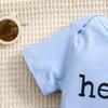 1-18 Months Newborn Baby “Heaven Sent“ Print Cotton Bodysuit Cute Blue Short Sleeve Jumpsuit Onesie