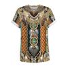 Men's  Vintage Ethnic Style Print Round Neck Short Sleeve Blouse Top T-shirt