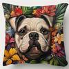 1pc, Double-Sided Short Plush Decorative Pillowcase, Featuring Tropical Seals And English Bull Terriers, Suitable for Sofa, Living Room, Bedroom, Offi