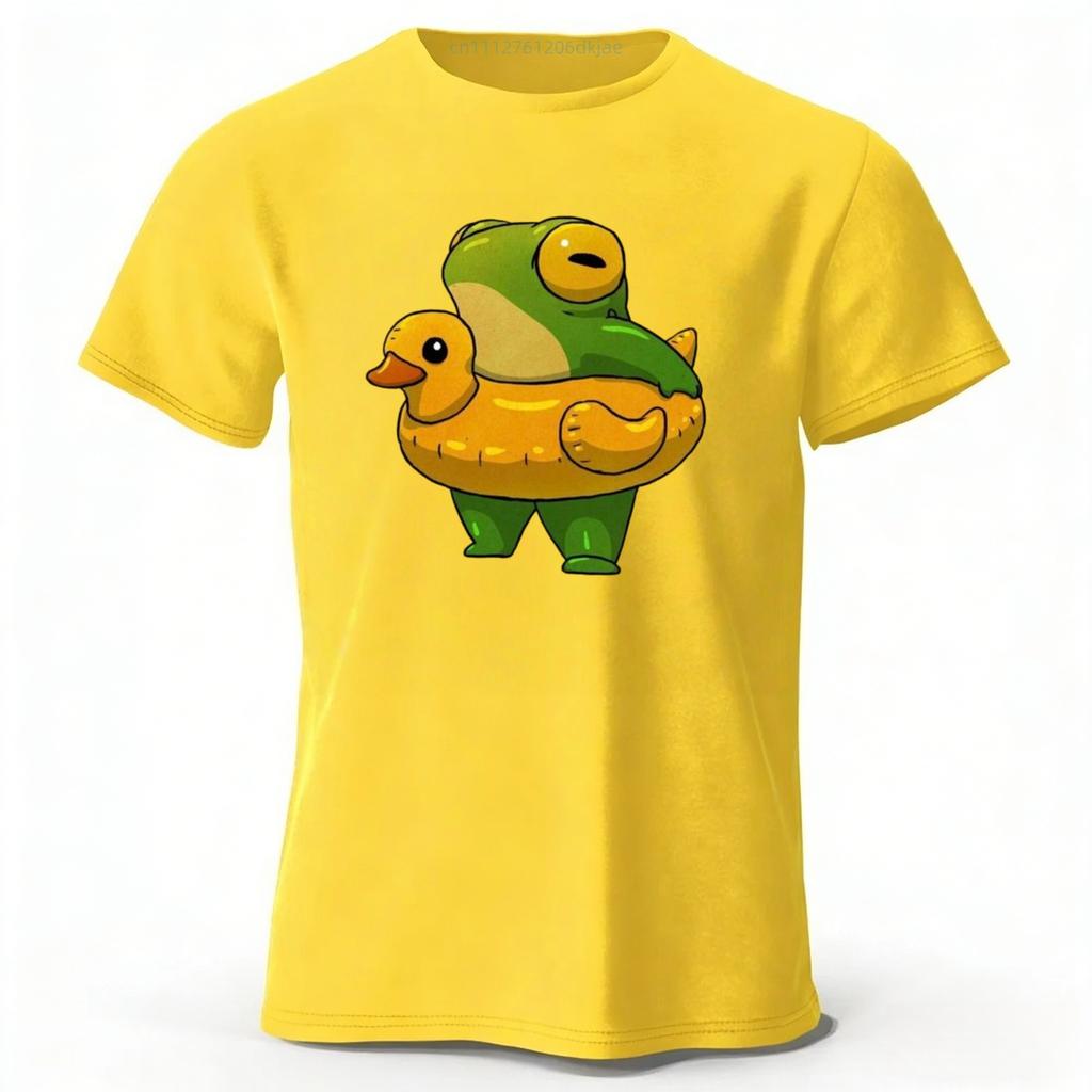 Frog Who Can't Swim Cotton Short Sleeves Shirt with Multiple Colors To Choose From Men's Oversized Breathable T-shirt