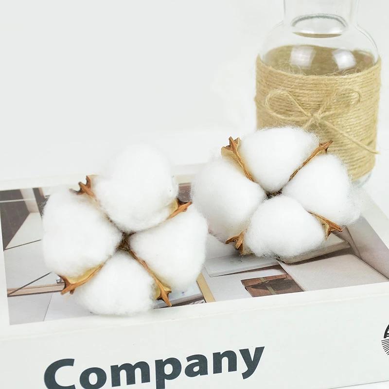 10PCS White Cotton Florist Supplies Wedding Car Decorative Wreaths Christmas Home Decor Diy Gifts Box Cheap Artificial Flowers