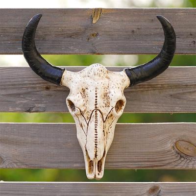 Bull Skull Sculpture Ornament Animal Cow Head Resin Statue Artwork for