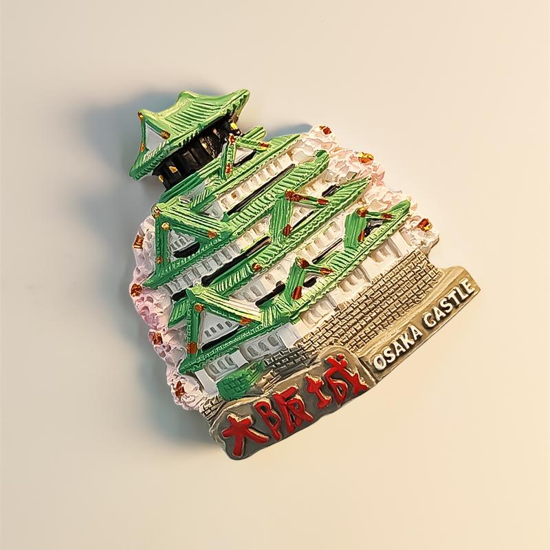 Japan Osaka City Wahrzeichengebäude 3D Stereoskopische Handarbeiten Wahrzeichengebäude Handbemalte Dekoration Heim Kühlschrankmagnete