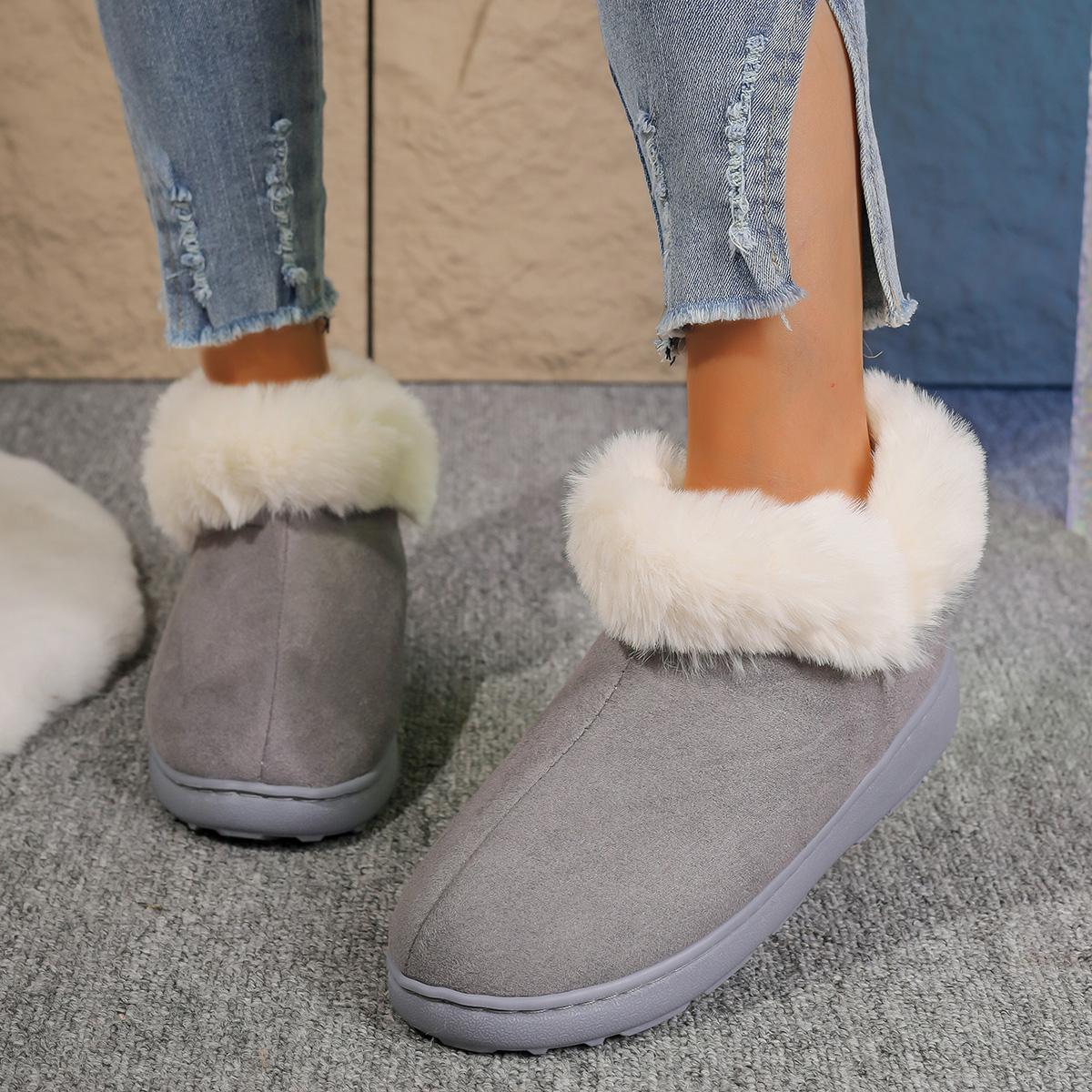 

Модная обувь для женщин Новые осенне-зимние ретро-ботинки-дутики Женские теплые лоферы из короткого плюша Дизайнерские балетки Телесные женские ботинки Botas De Mujer 36-37 серый