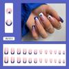 24pcs Nail Tips Press on Nails Gradient Pink DIY Long Square False Nails French Blue Silver Glitter