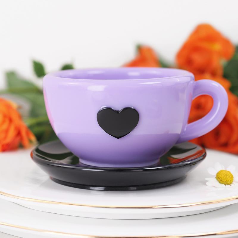 Teetassen Tablett Silikonform mit Griff DIY Herz Kaffeetasse Untertasse UV Harz Epoxidform Kerzenbecher Keramikform Handwerk Gießen