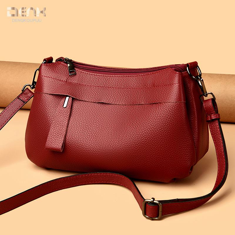 Genuine Leather Bag Middle-aged Mom Bag Fashionable Single-shoulder Bag Versatile Cowhide High-quality Crossbody Bag