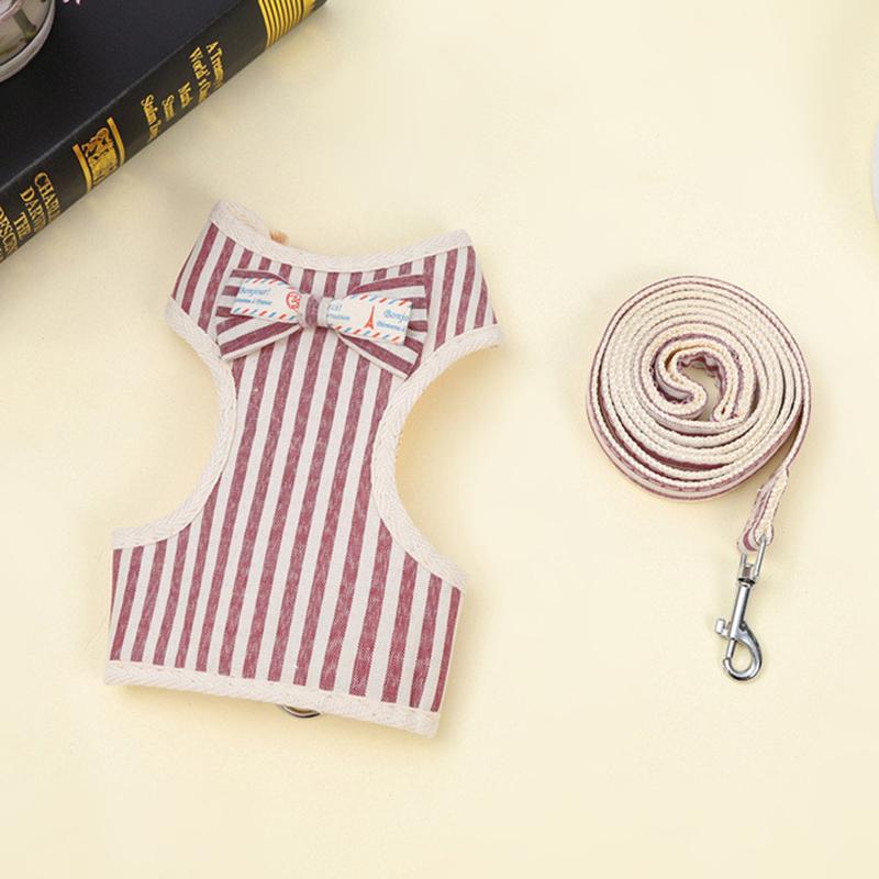 Classic Plaid Cat Rabbit Harness and Leash Set Breathable Pet Harnesses with Bow for Bunny Kitten Rabbits Accessories Clothes