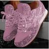 Autumn New Casual Sports Shoes Round Head Lace-up Sequins Fashionable Candy Color Daily Thick Baseplate Shoes