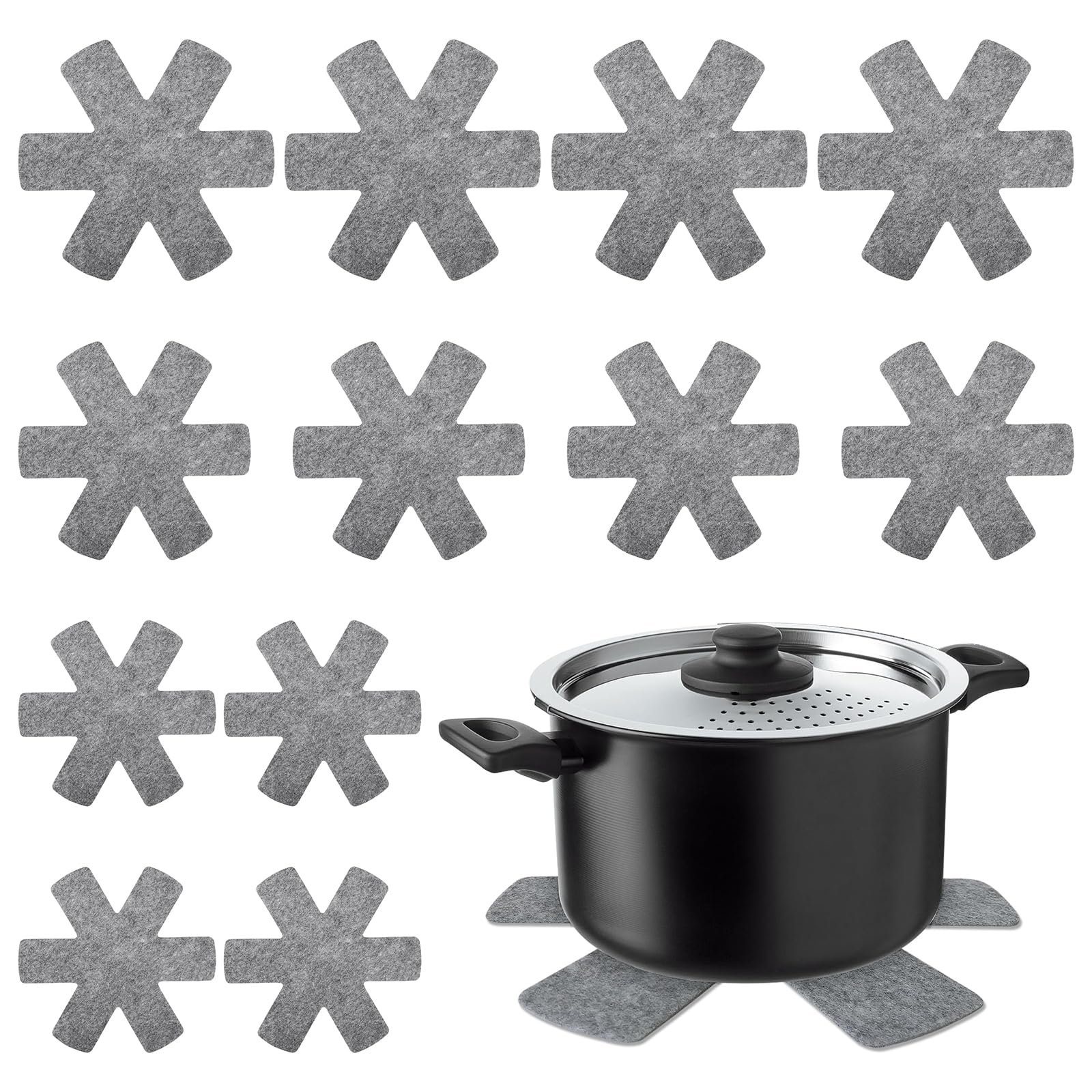 

RICISUNG 12 штук Фетровая подставка-протектор, Нетканый материал, Термостойкая, Нескользящая, Раздельная, Изолирующая подставка, Защита для сковороды, 3 размера