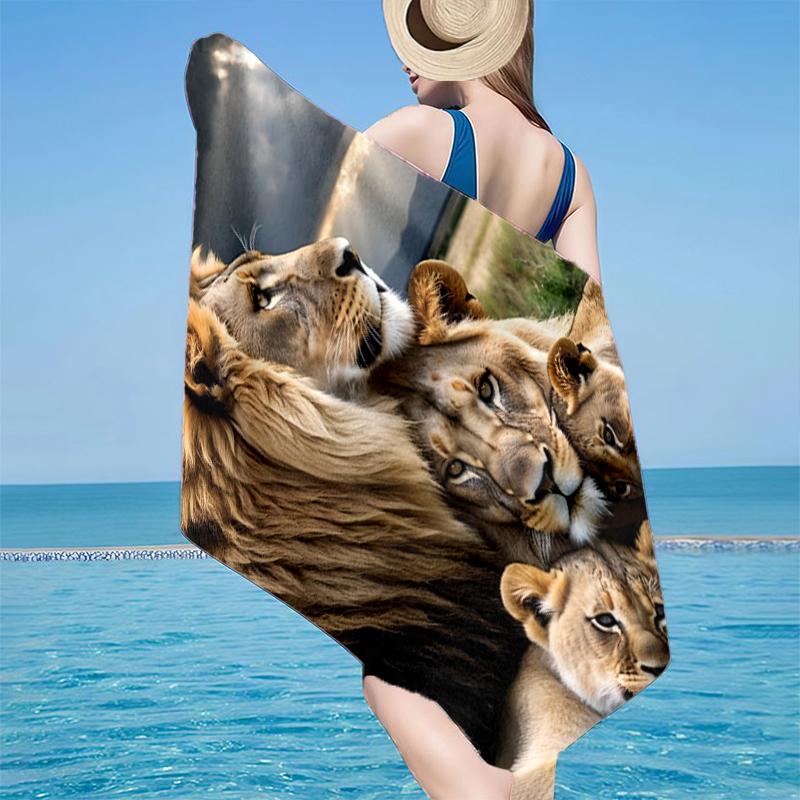 Lion Majesty In Fantasy Beach Towel, Super Soft Microfiber, Gift for Her/Him, Birthday, for Pool, Beach, Travel, Home Decor Fan Gifts