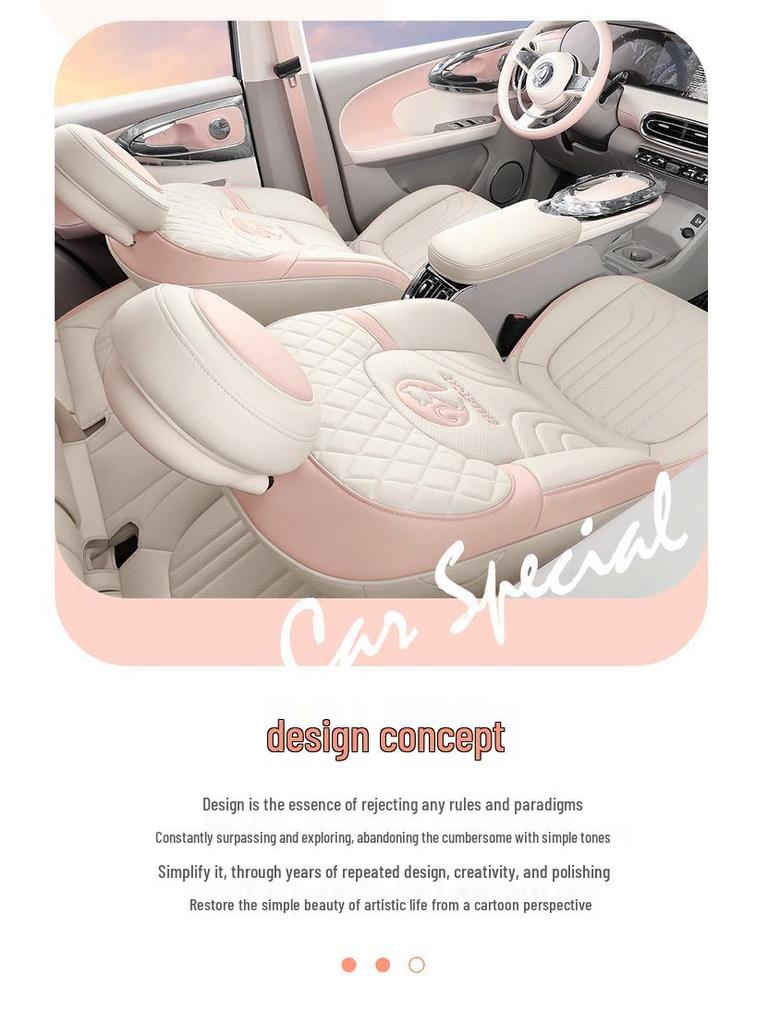 ORA Ballet Cat Leather Seat Cover - Cartoon Design, Full Enclosure, Four Seasons Use