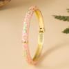 Floral Design Enamel Cloisonne Bangle Vintage Golden Trim Non-Tarnish Jewelry for Girls Daily Wear Valentine's Day Gift