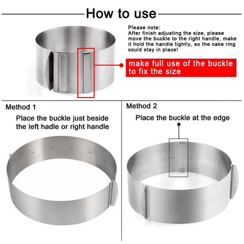 Adjustable Mousse Ring 3D Round & Square Cake Mold Stainless Steel Baking Mould Kitchen Dessert Accessories Cake Decorating Tool