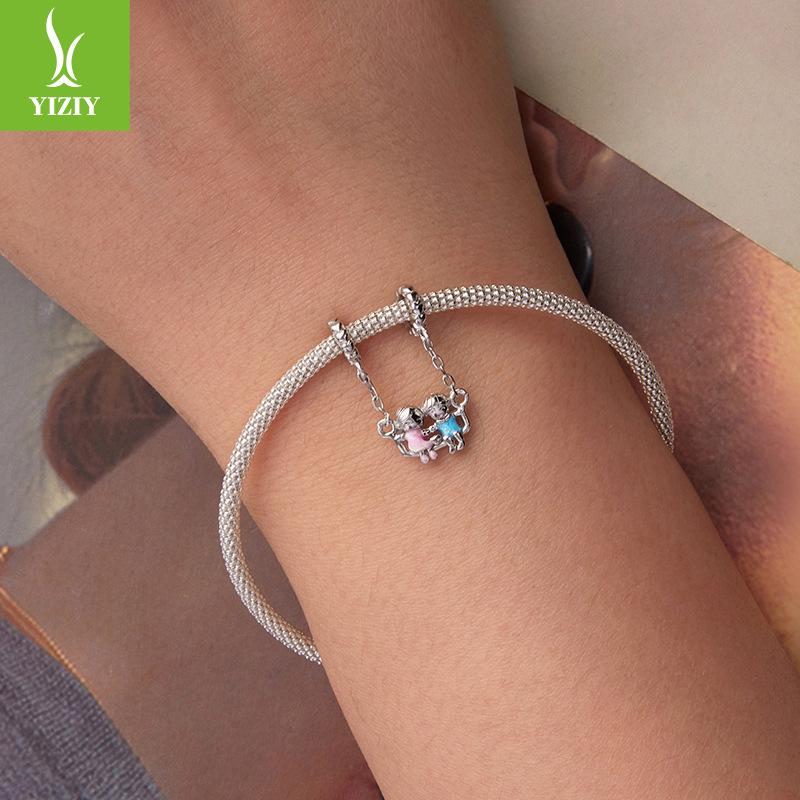 Romantic Childhood Sweetheart Diy Pendant Accessories S925 Sterling Silver Boys And Girls Safety Chain Decoration