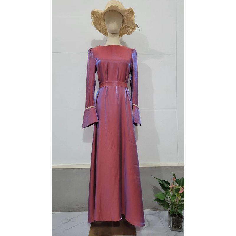 

Fashion New Fashion round Neck Shoelace Waist-Tight Dress round Neck Flared Sleeve Dress Picture Color 2XL