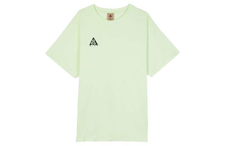 Nike ACG T Shirts Men s Green Yellow Crew Neck Moderate Straight Fit BQ7342-701 XS
