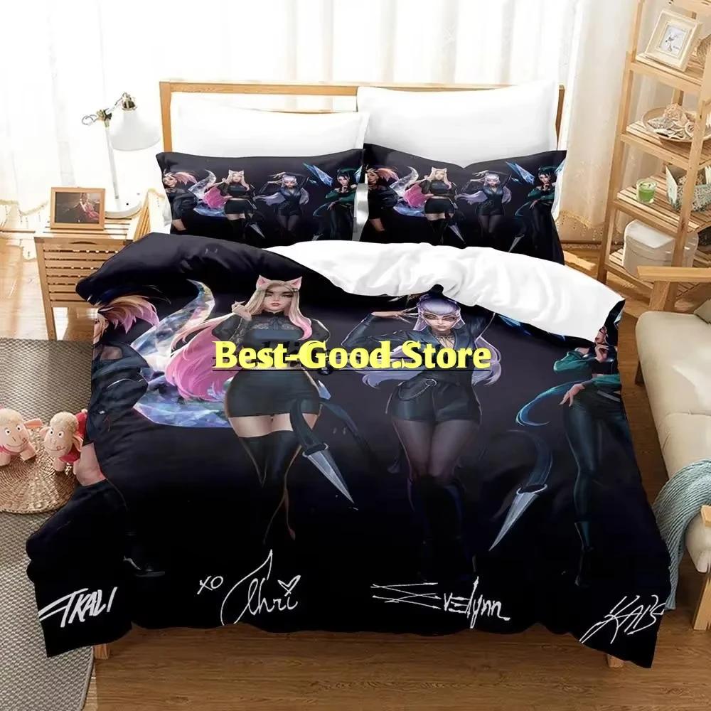 Game Kda The Baddest Bedding Set Single Twin Full Queen King Size Bed Set Aldult Kid Bedroom Duvetcover Sets Anime Bed Sheet Set