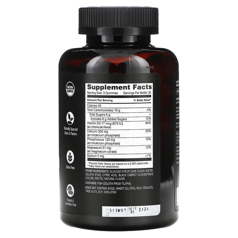 Strong Earth Gummies, Calcium Magnesium & Vitamin D, Raspberry, 90 Gummies