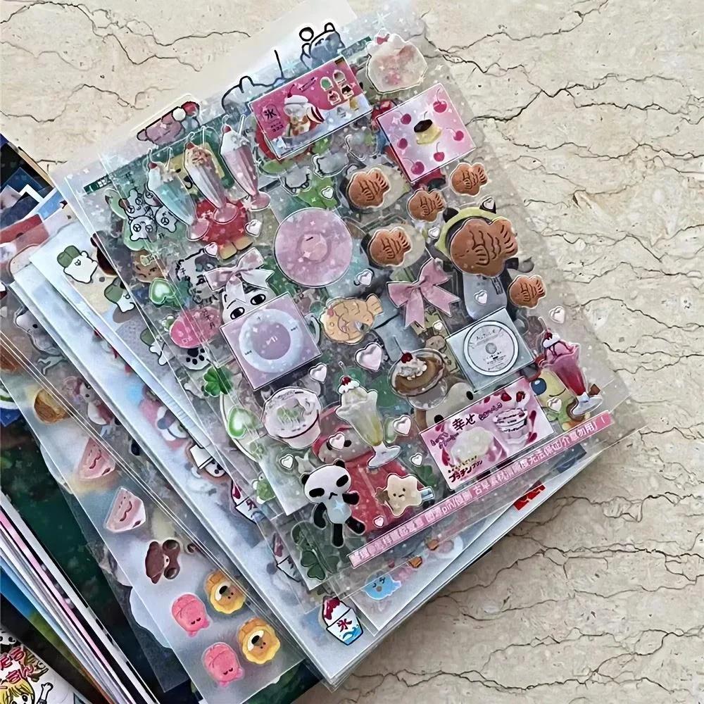 

20 Sheets Vintage Glitter Laser Stickers Transparent PET Cut Film Toploader Scrapbooking Deco Stickers Kawaii Journal Stickers