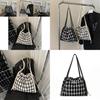 Trendy Plaid Large Capacity Korean Style Tote Bag For Women 2023 Chic