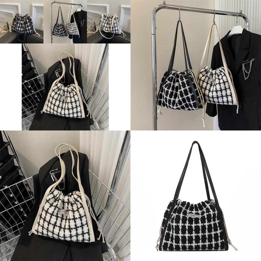 Trendy Plaid Large Capacity Korean Style Tote Bag For Women 2023 Chic