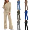 New Spring/Summer Two-Piece Set Cotton-Like Casual V-Neck Long-Sleeve Loose-Fit Pants Set for Women