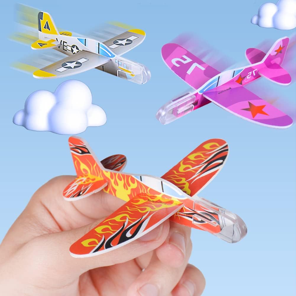 50Pcs Kids Party Supplies DIY Multicolor Foam Airplane Boys Birthday Party Souvenirs Pinata Filler Kindergarten Prize Toys
