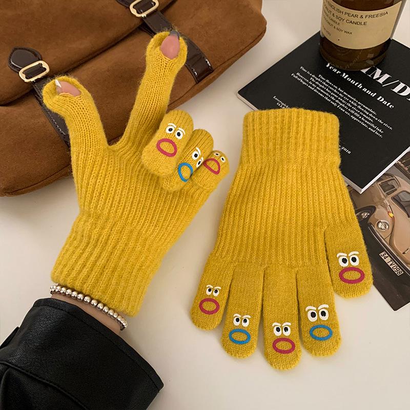 Koreanische Winter-Fingerlose Wollhandschuhe für Damen - Warm, Winddicht, Touchscreen-freundlich