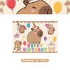 Capybara Decoration Birthday Party Favors Tableware Set Cup Plate Balloons Gift Bags Happy Banner Cake Topper Supplies for Girls