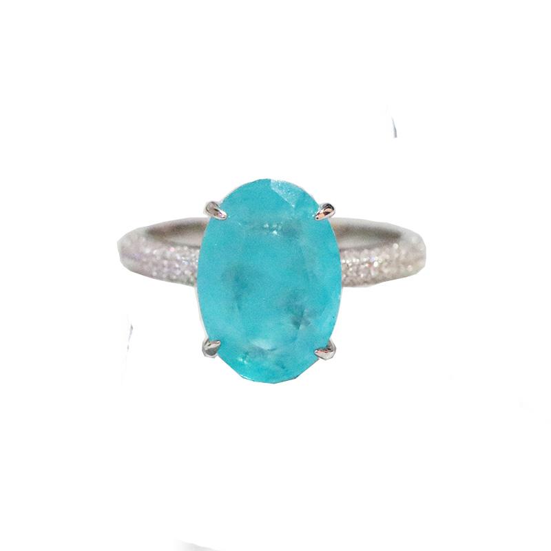 

Овальные перстни для женщин, элегантное кольцо с турмалином Параиба, классическое помолвочное свадебное украшение 7