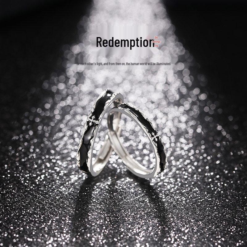 

Redemption S925 Sterling Silver Enamel Couple Rings - Niche Design Gift for Boyfriend or Girlfriend Women s Ring [Platinum Color]