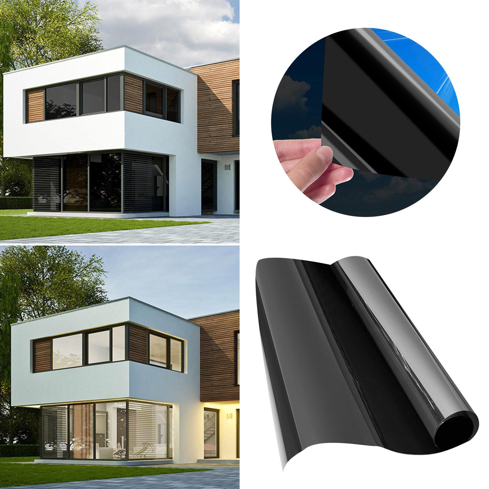 Privacy Film For Windows Frosted Window Film Glass Privacy One Way Sun Blocking Light Blocking Static Cling Sighting Stand (Black,One Size) чёрный